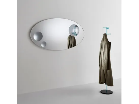 Specchio ovale con tre oblò ingranditori Celeste di Glas Italia