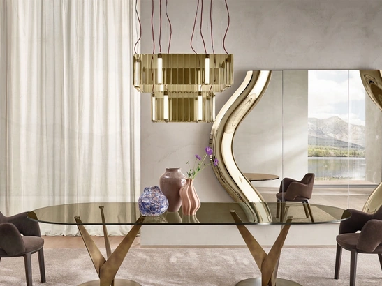 Specchio Magnifico con cornice oin vetro curvato di Fiam