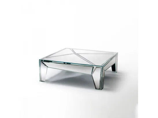 Tavolino Hypertable in cristallo con finitura a specchio di Glas Italia