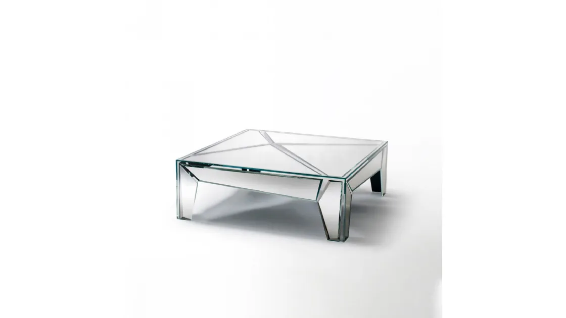 Tavolino Hypertable in cristallo con finitura a specchio di Glas Italia