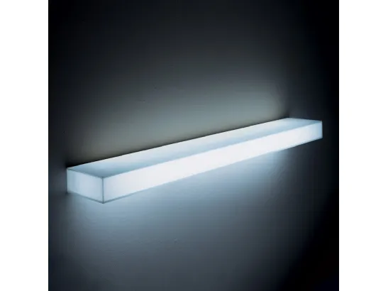 Mensola Light Light in cristallo Bianco opaco con impianto interno di luce a Led di Glas Italia