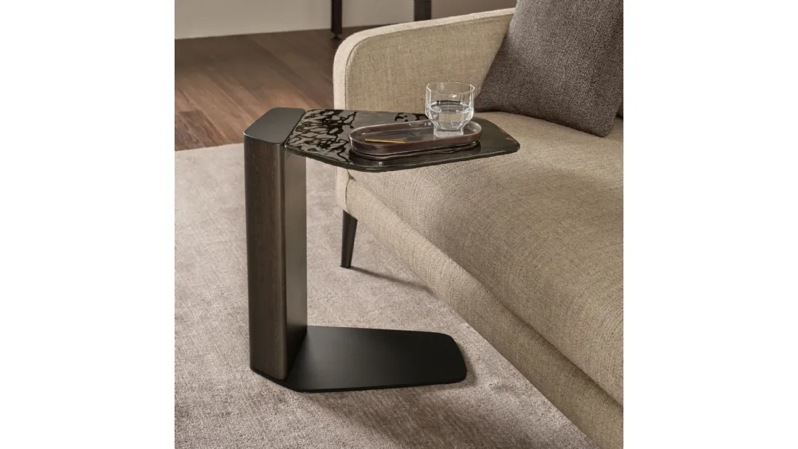 Tavolino in vetro e legno massello Stone di Fiam