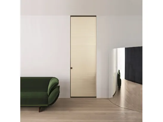 Porta per interni scorrevole Sherazade Pocket in legno con telaio in alluminio di Glas Italia