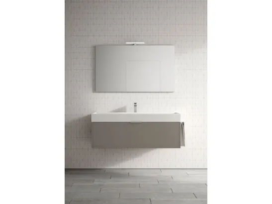 Mobile da Bagno sospeso in laminato con lavabo in ceramica Basic 04 di Ideagroup