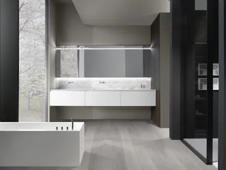 Mobile da bagno in laccato opaco bianco con specchi contenitori C28 05 di Casabath