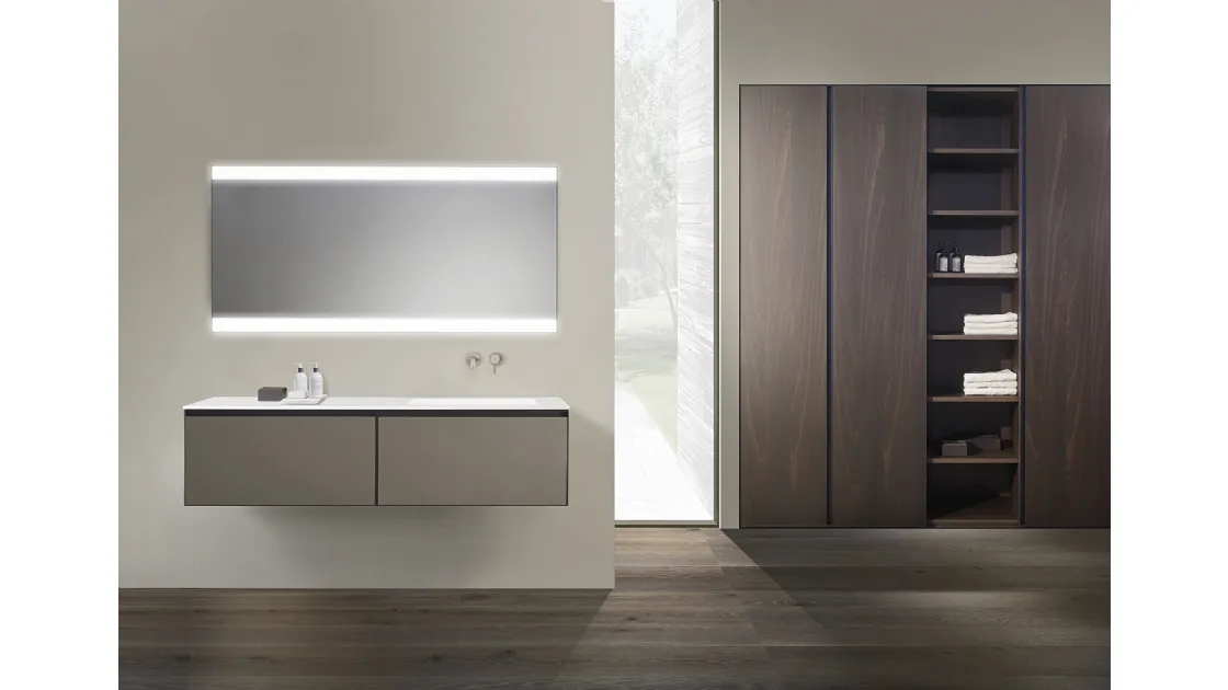 Mobile da Bagno sospeso C28 in laccato Champagne metallizzato di Casabath