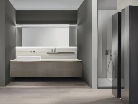 Mobile da Bagno C28 in Rovere con profili laccati di Casabath