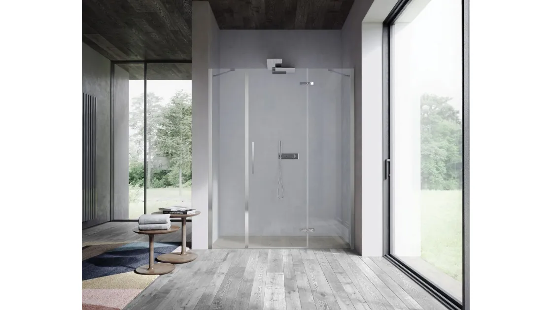 Box Doccia in nicchia senza telaio con porta battente Clip di Ideagroup