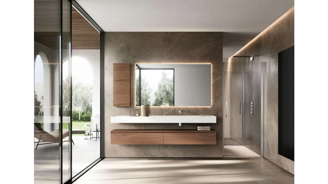 Mobile da Bagno sospeso in Noce Canaletto Cubik 23 di Ideagroup