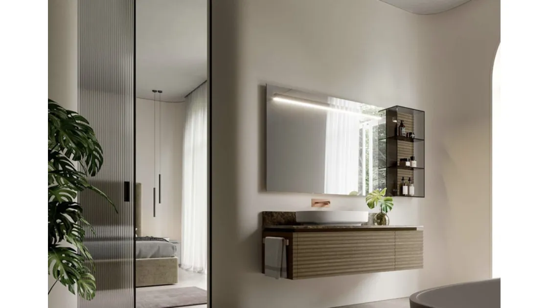 Mobile da Bagno sospeso Dolcevita 01 in rovere visone di Ideagroup