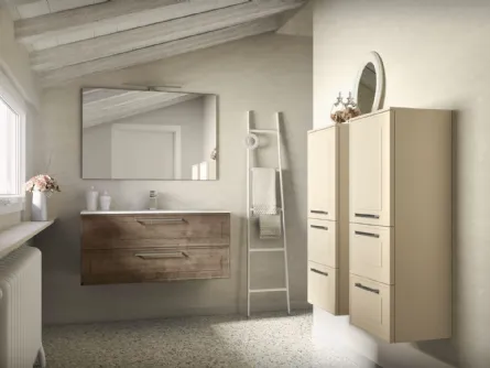 Mobile da Bagno sospeso in laminato effetto legno e laccato opaco Dressy 02 di Ideagroup