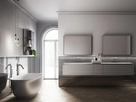 Mobile da Bagno sospeso in laccato Metal Color Titanio opaco Dolcevita 09 di Ideagroup