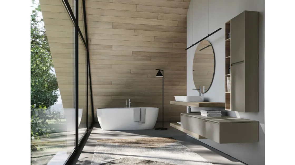 Mobile da Bagno sospeso in HPL con lavabo in ceramica Nyù 07 Ideagroup