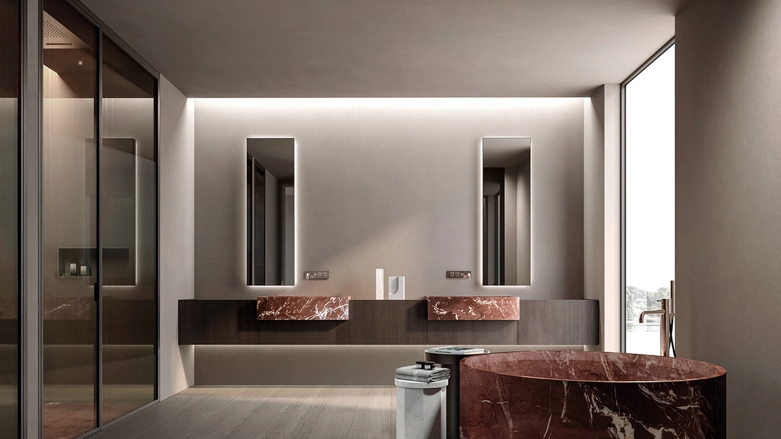Mobile da Bagno sospeso Living Evolution 01 in frassino e marmo di Casabath