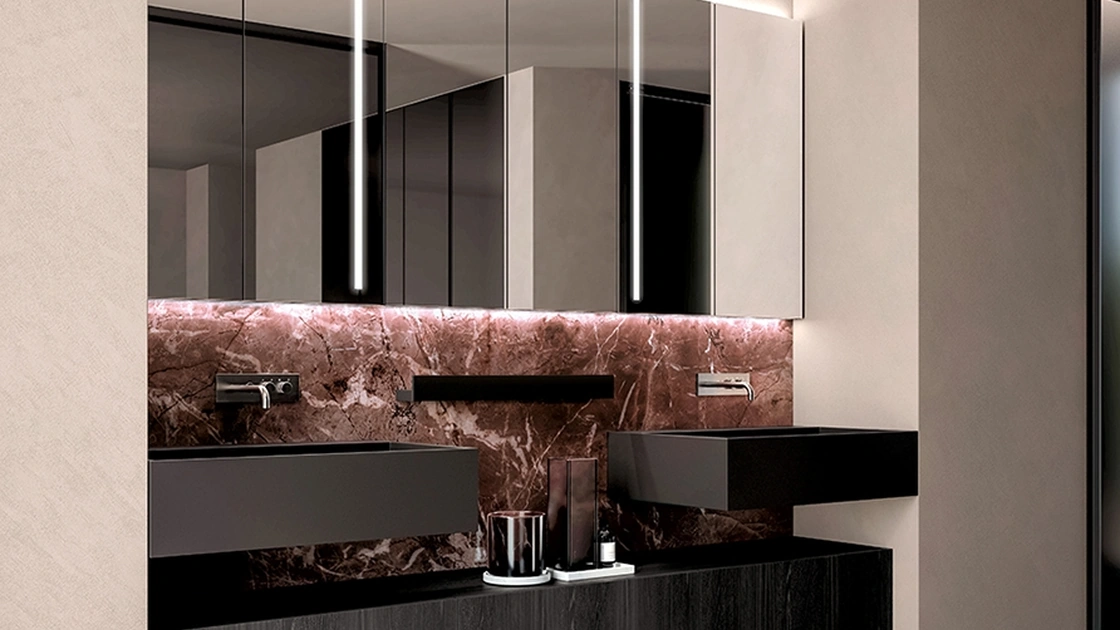 Mobile da Bagno sospeso Living Evolution 03 in legno e marmo di Casabath