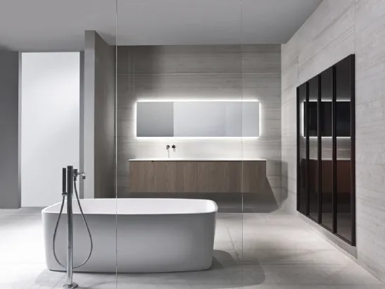 Mobile da bagno sospeso in legno e in muratura a vetri Modern 01 di Casabath