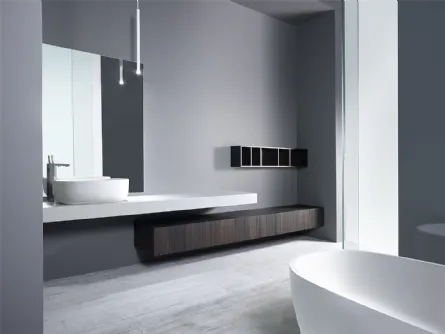Mobile da bagno in legno di rovere e pensile laccato Modern 02 di Casabath