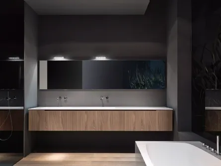 Mobile da bagno a 3 cassetti in legno con specchi contenitore Modern 03 di Casabath