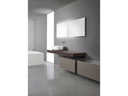 Mobile da Bagno Modern in laccato Pietra con top in legno di Casabath