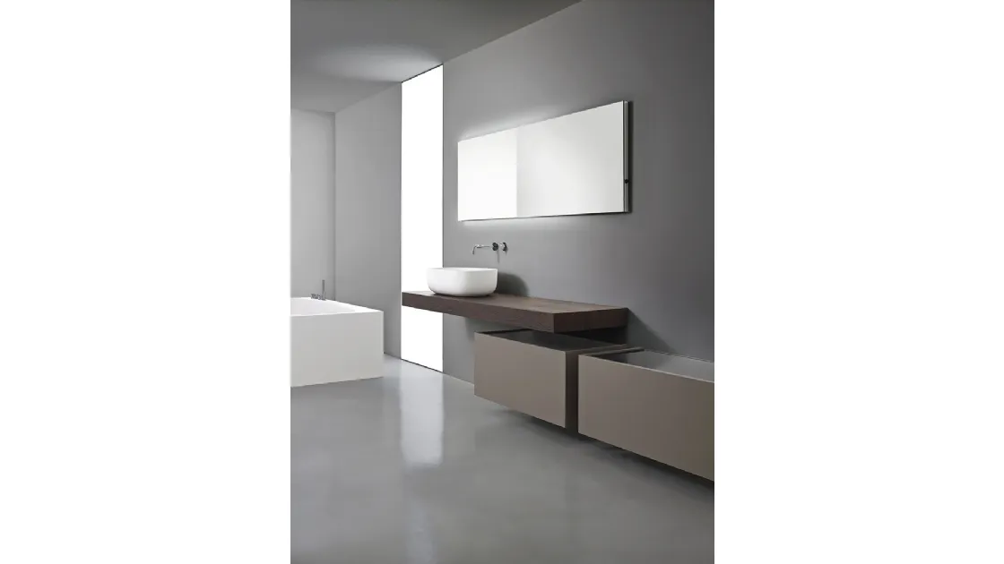 Mobile da Bagno Modern in laccato Pietra con top in legno di Casabath