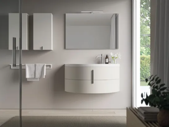 Mobile da Bagno sospeso in laminato opaco Moon 01di Ideagroup