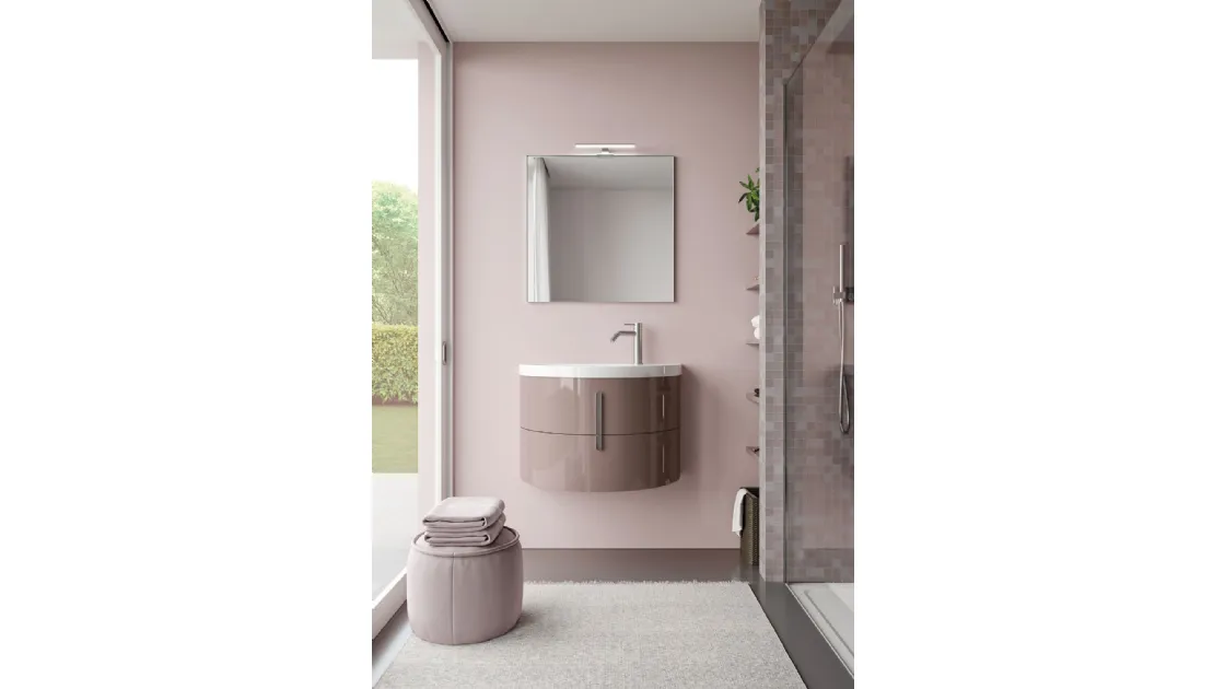 Mobile da Bagno sospeso in laccato lucido Moon 05 di Ideagroup