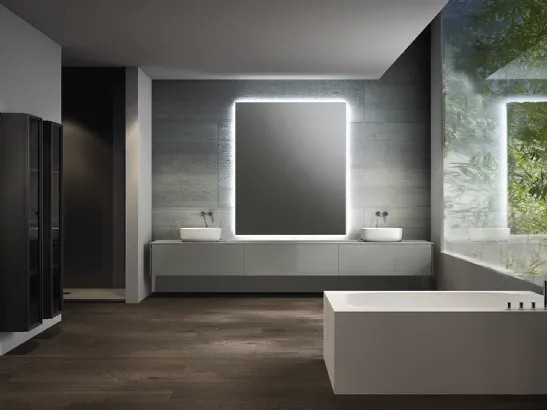 Mobile da bagno in laccato lucido e colonne opache con vetro S40 04 di Casabath