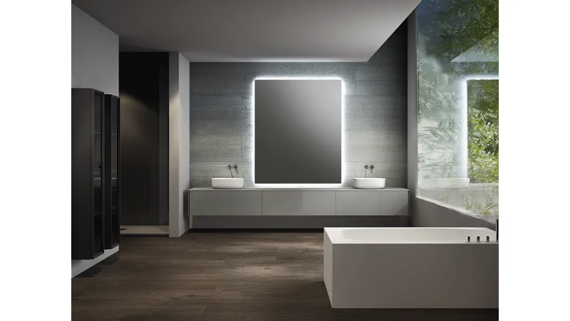 Mobile da bagno in laccato lucido e colonne opache con vetro S40 04 di Casabath