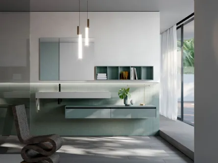 Mobile da Bagno sospeso in Fenix verde Sense 01 di Ideagroup