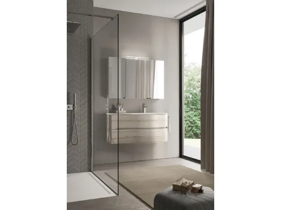 Mobile da Bagno sospeso in laminato effetto legno Smyle 09 di Ideagroup