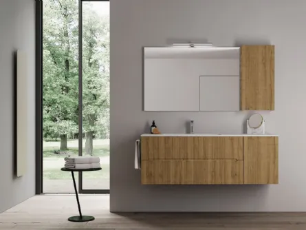 Mobile da Bagno sospeso in laminato ondulato effetto legno Smyle 07 di Ideagroup