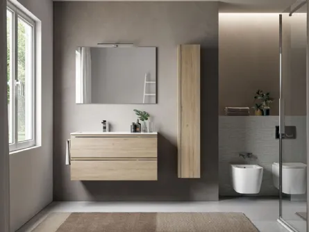 Mobile da Bagno sospeso in laminato effetto legno System 01 di Ideagroup