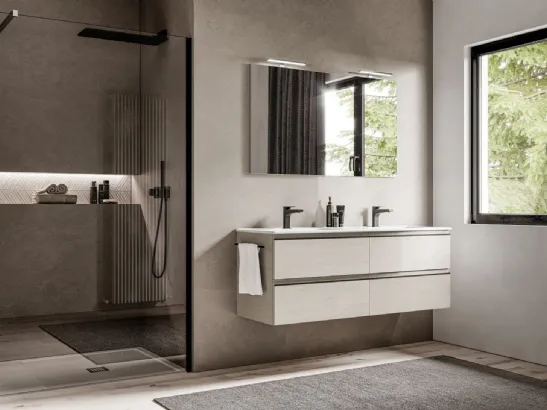 Mobile da Bagno sospeso in laminato effetto legno System 06 di Ideagroup