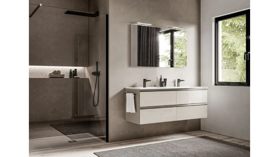 Mobile da Bagno sospeso in laminato effetto legno System 06 di Ideagroup