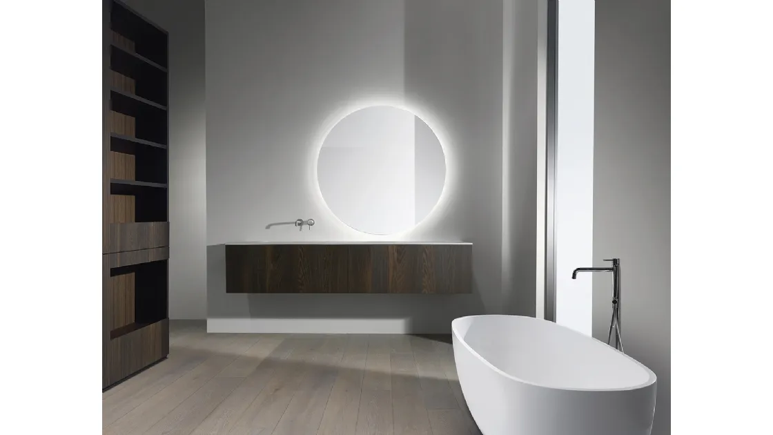 Mobile da Bagno Wall Rovere Thermo con specchio tondo di Casabath