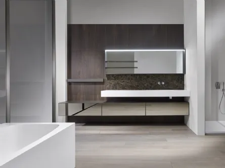 Mobile da bagno in vetro lucido riflettente Wave 01 di Casabath