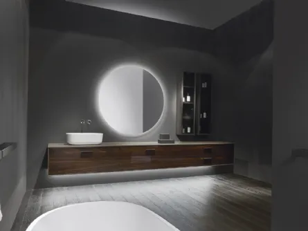 Mobile da bagno in legno con luci led sottostanti e colonna laccata XL 03 di Casabath