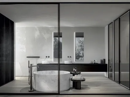 Mobile da Bagno XL in Rovere Brown con lavabo doppio in marmo di Casabath