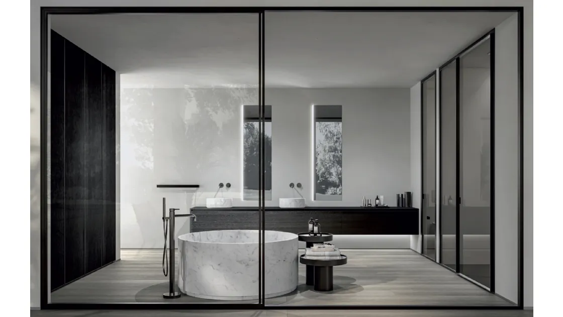 Mobile da Bagno XL in Rovere Brown con lavabo doppio in marmo di Casabath