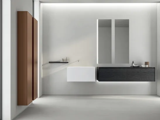 Mobile da Bagno XL in Rovere Smoke con lavabo in Monolith Bianco di Casabath