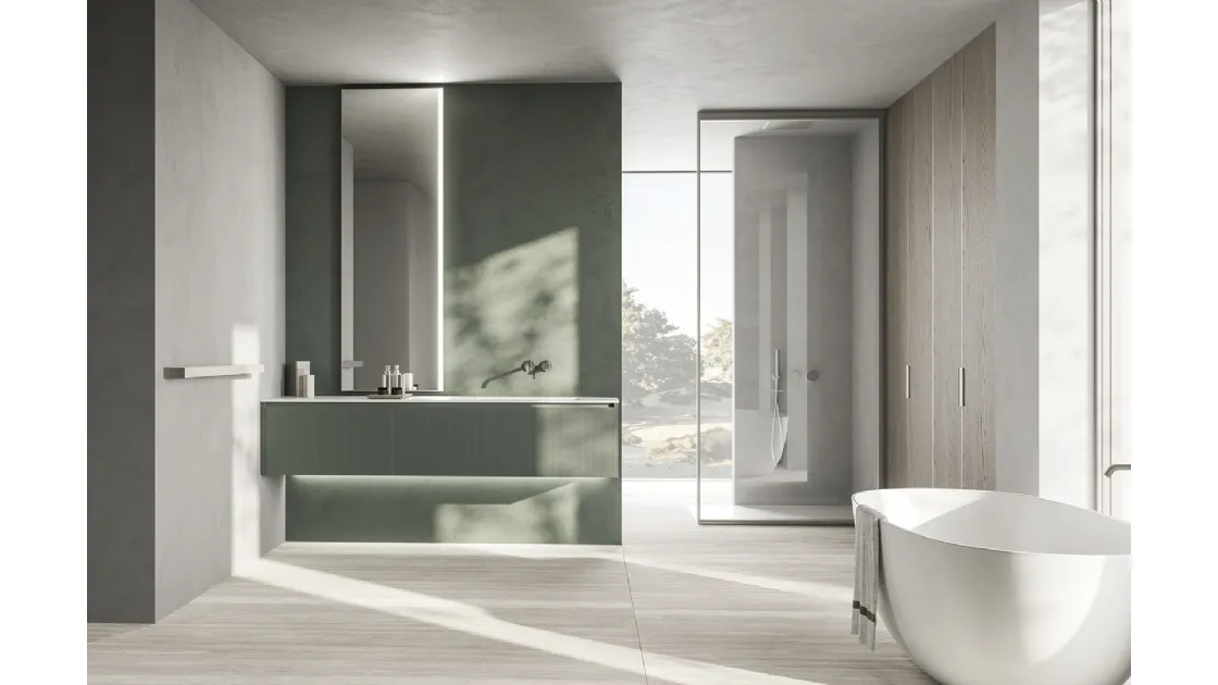 Mobile da Bagno sospeso XS Color in Rovere laccato Malva di Casabath