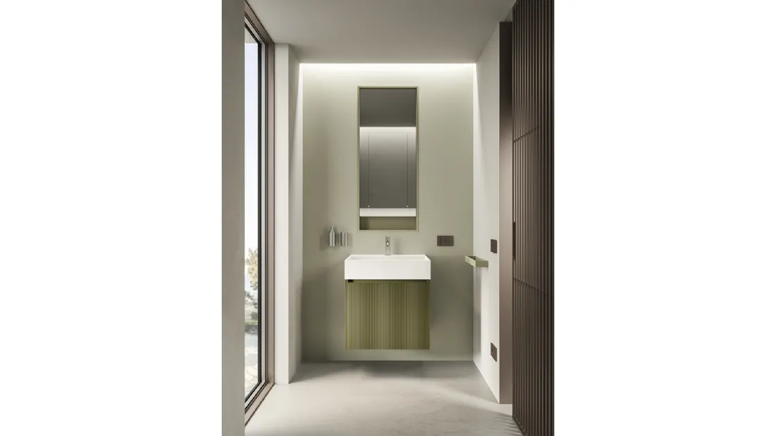 Mobile da Bagno sospeso XS Color in Rovere laccato Muschio di Casabath