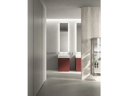 Mobile da Bagno a terra XS Color in Rovere laccato Corallo di Casabath