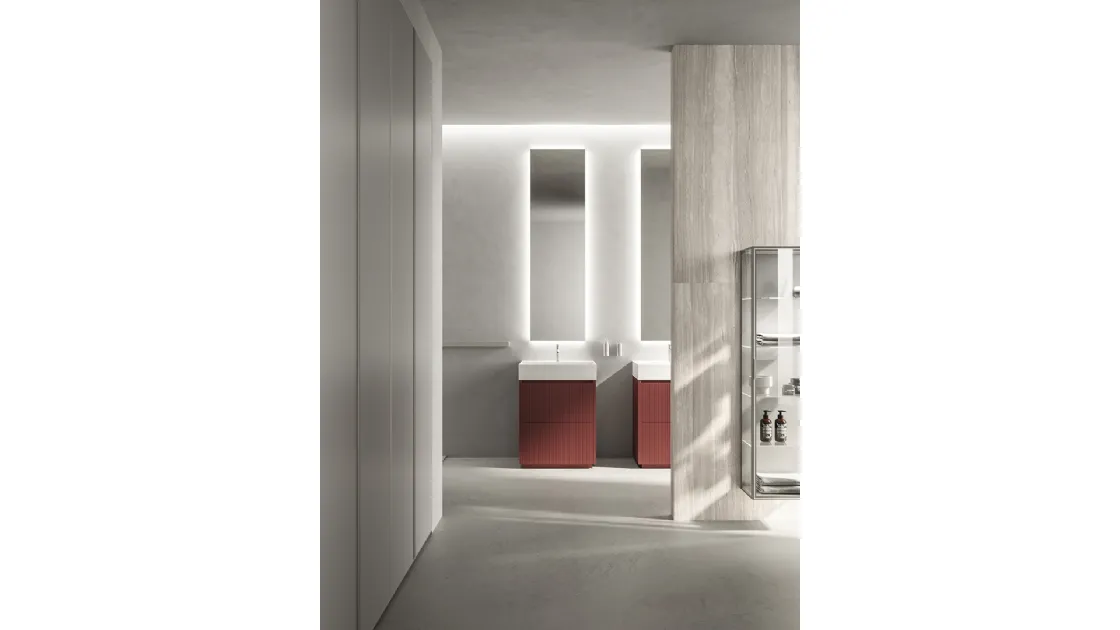 Mobile da Bagno a terra XS Color in Rovere laccato Corallo di Casabath