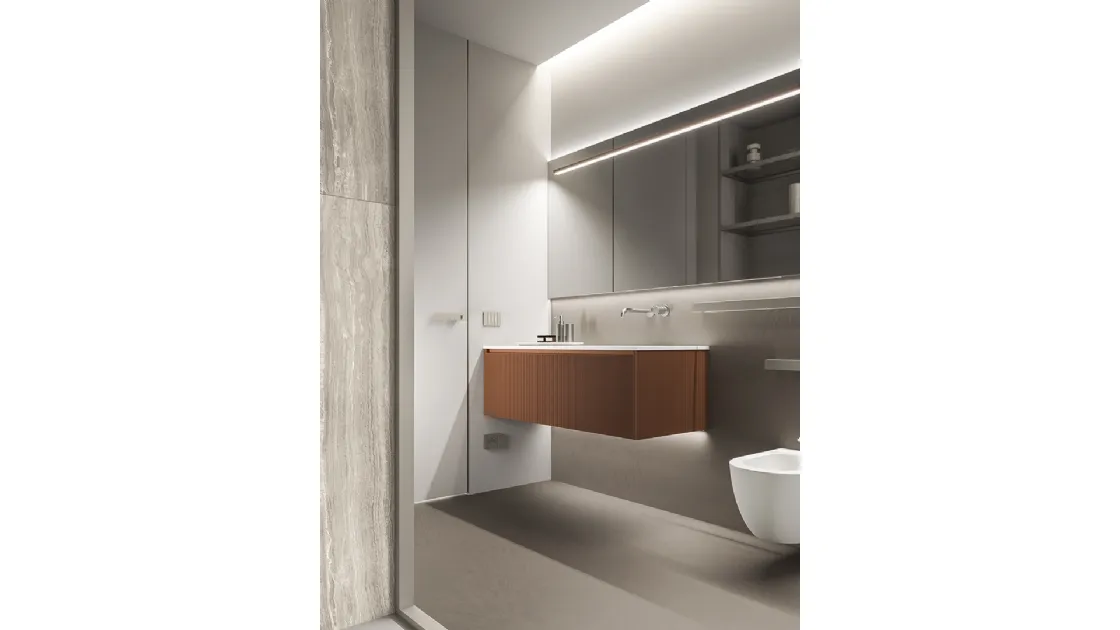 Mobile da Bagno sospeso XS Color in Rovere laccato Terracotta di Casabath