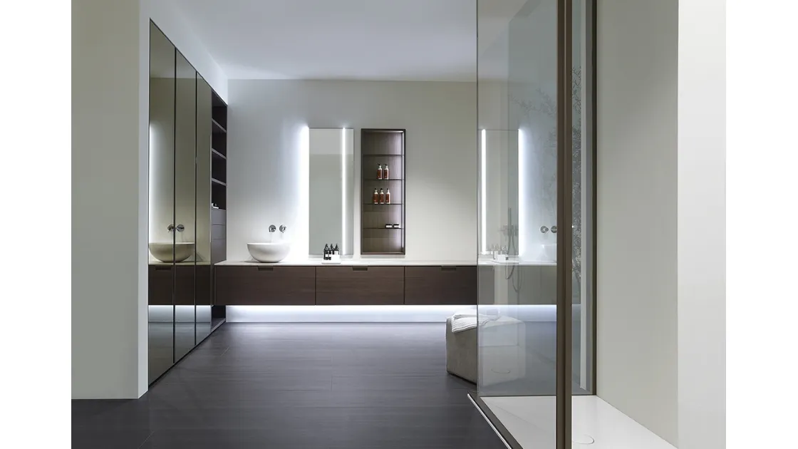 Mobile da bagno sospeso in legno e armadi in vetro verniciato Zero 15 02 di Casabath
