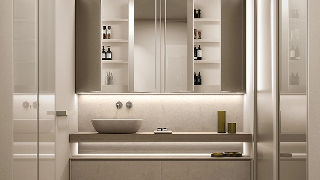 Mobile da Bagno sospeso Zero Stone Crema di Luna di Casabath