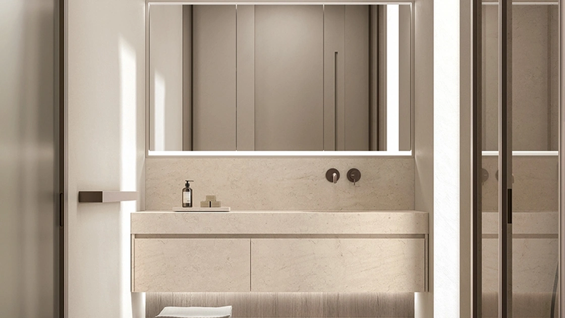 Mobile da Bagno sospeso Zero Stone Crema di Luna di Casabath