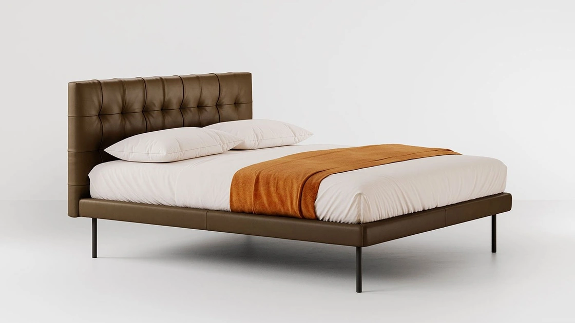 Letto in pelle con testiera trapuntata Metropolitan deluxe di Bolzan Letti