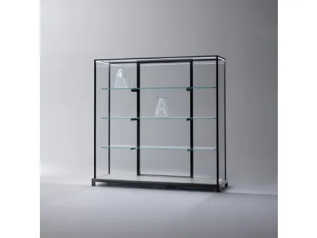 Libreria Wunderkammer in cristallo con struttura in alluminio di Glas Italia